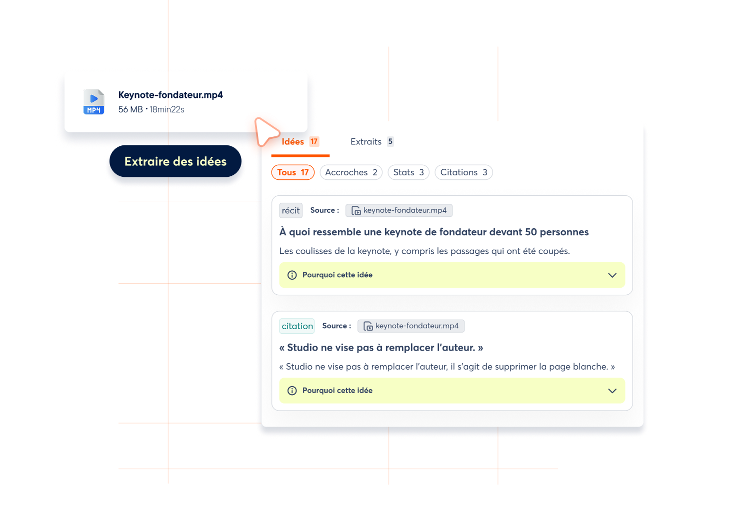 Interface d’Archie transformant des PDF, URL, vidéos et fichiers audio en publications prêtes pour chaque plateforme sociale