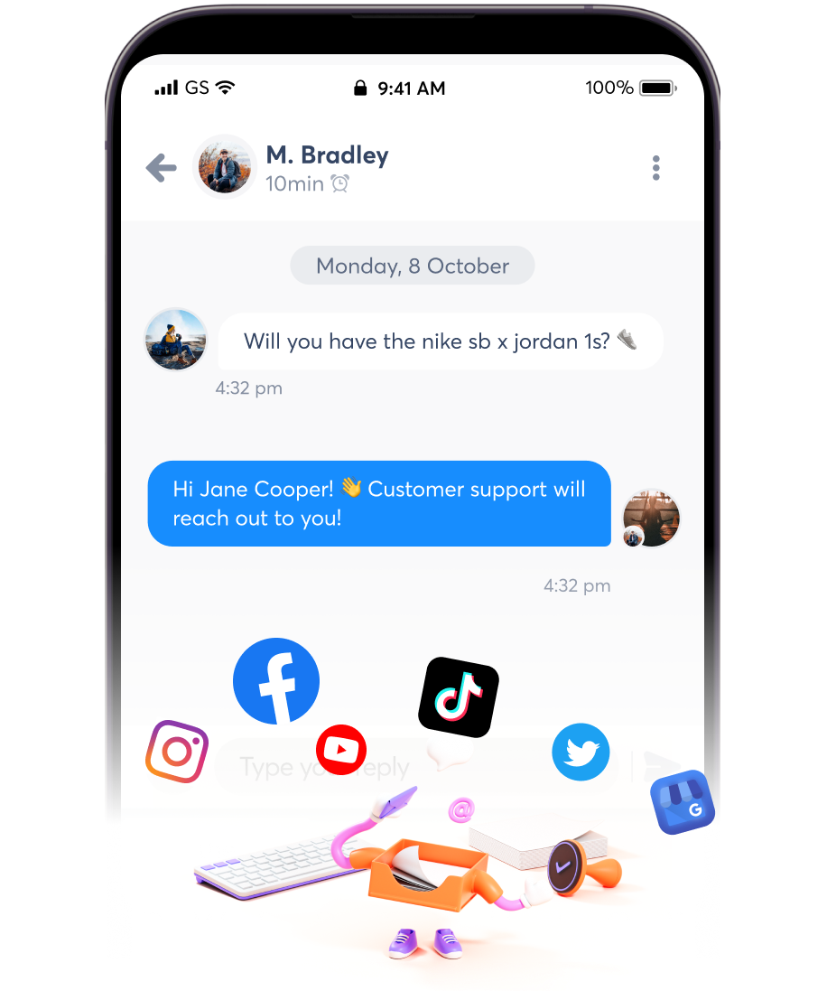 A view of a conversation in social media inbox in Agorapulse companion app
