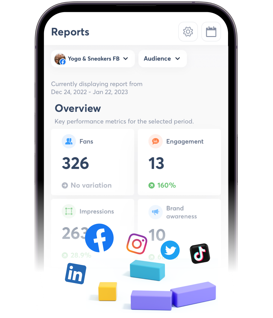 Agorapulse companion app displaying social media reports