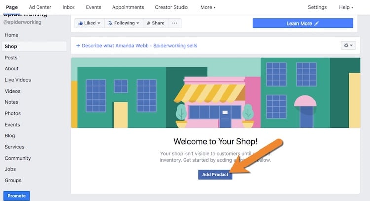 Add products to your Facebook shop so you can tag them in your Facebook posts.