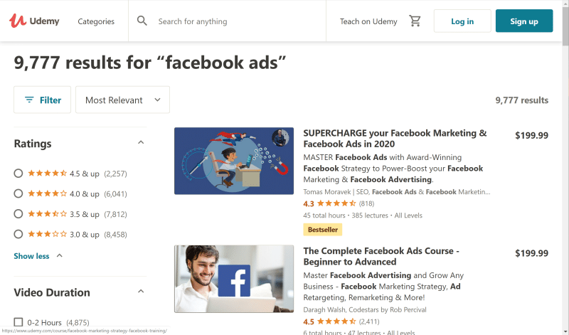udemy facebook ad courses