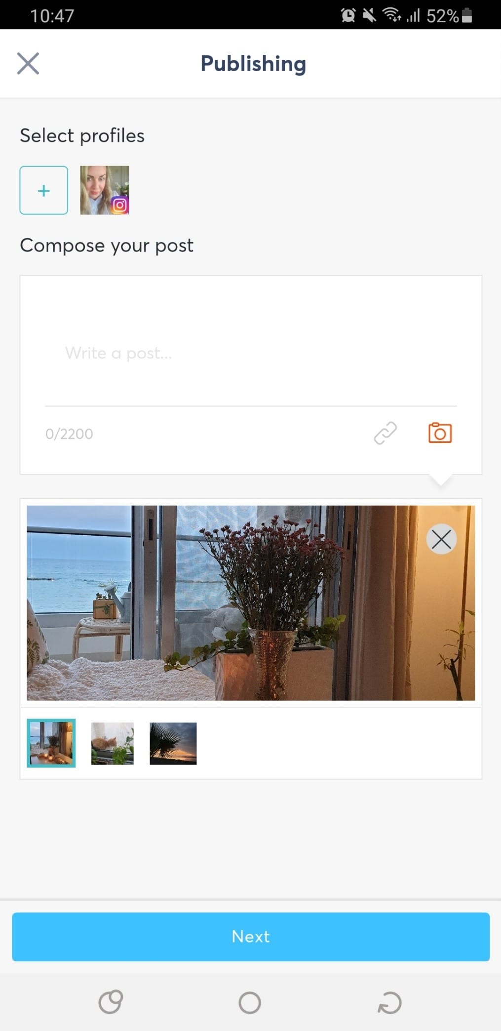 Scheduling Instagram posts via your mobile device.