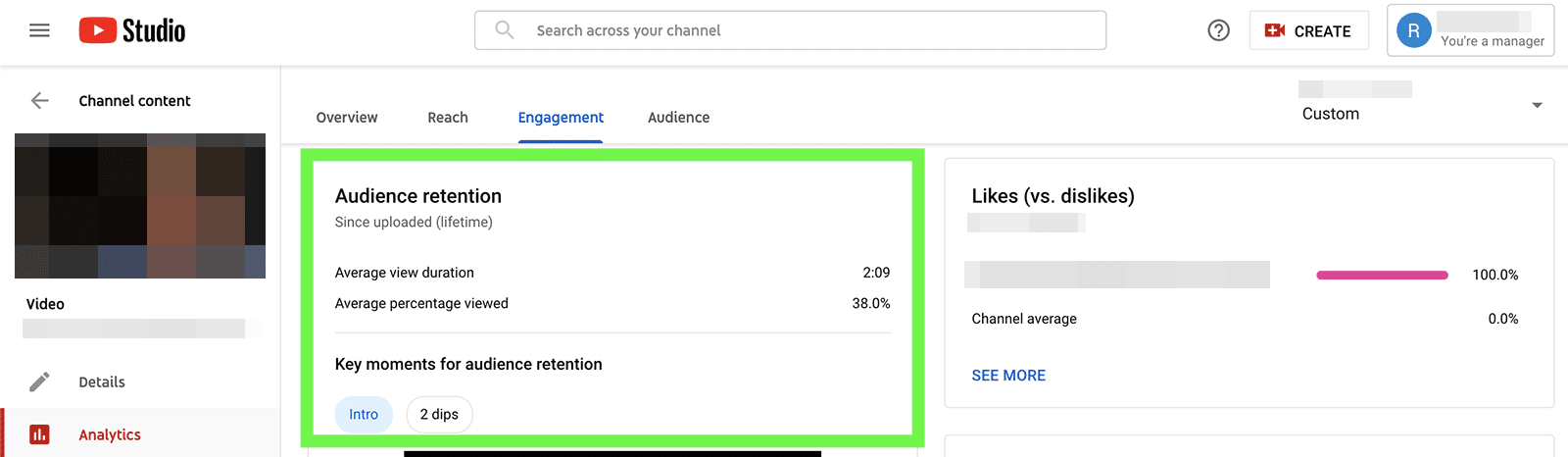 YouTube metrics - audience retention