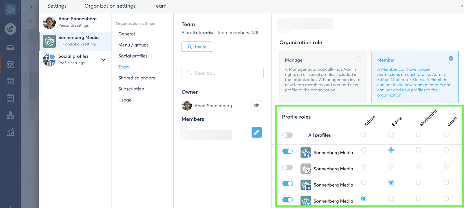 Agorapulse permissions