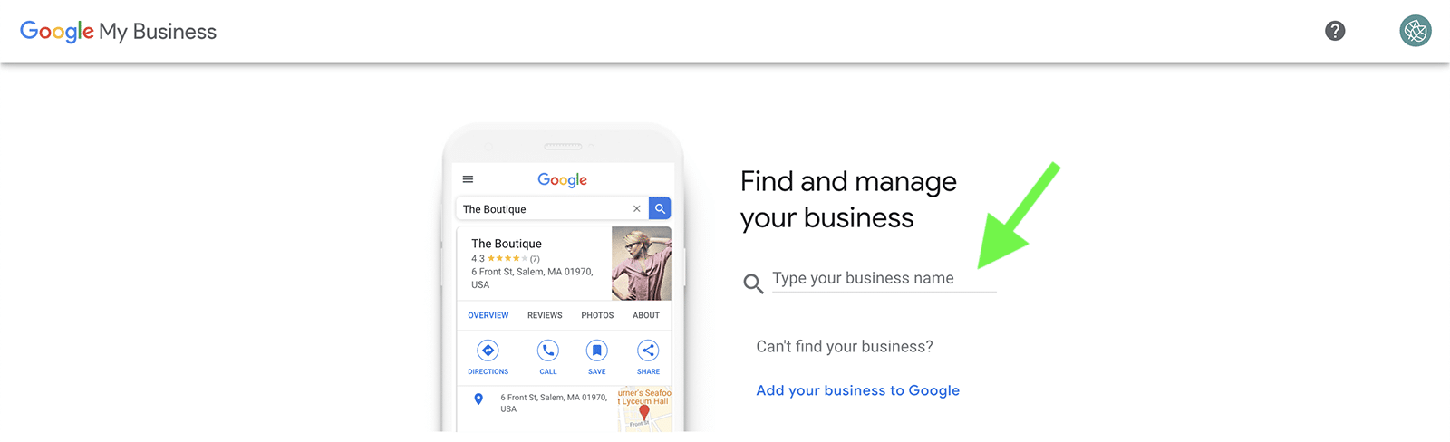 how to set up Google My Business - step 1