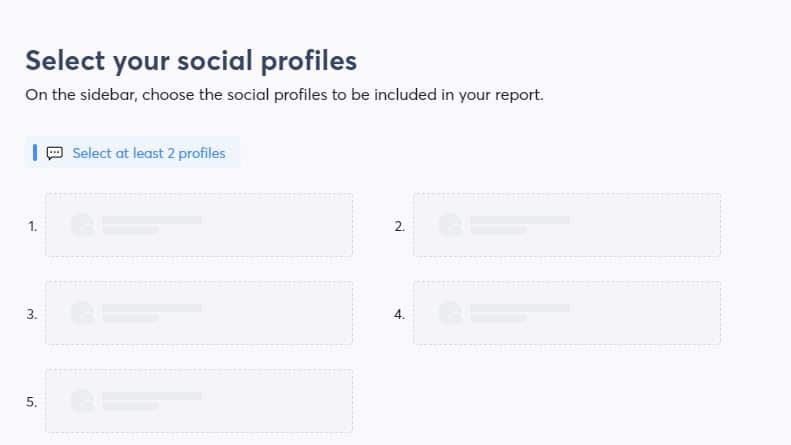 select your social profiles for your social media reports