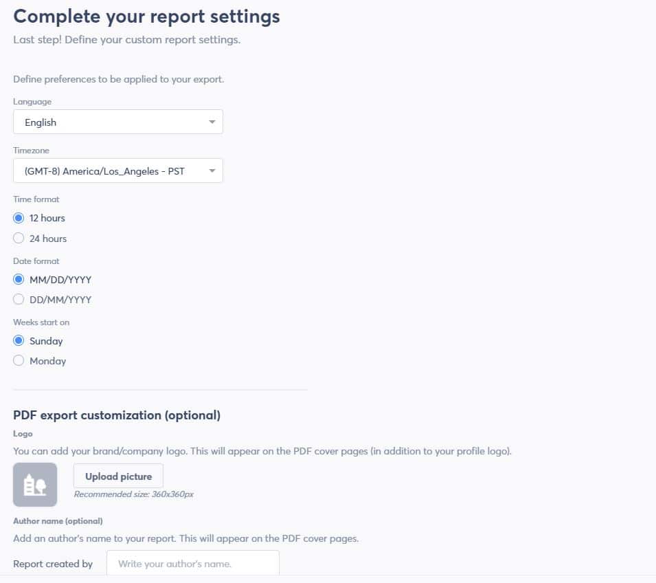 complete report settings