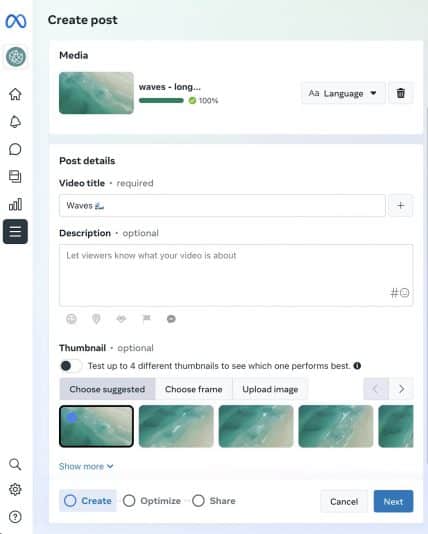 create a facebook post