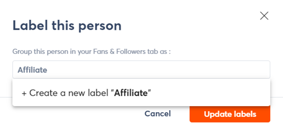 label users and followers in your social media inbox