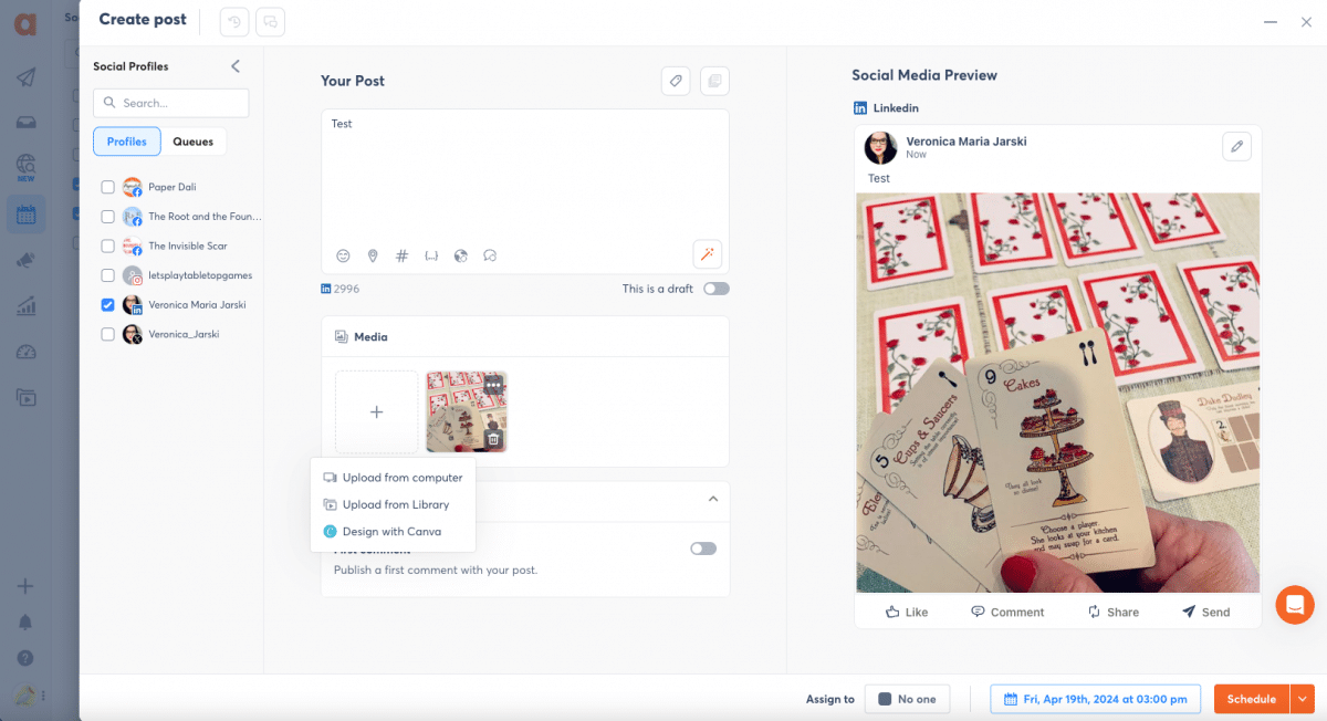 social post publishing