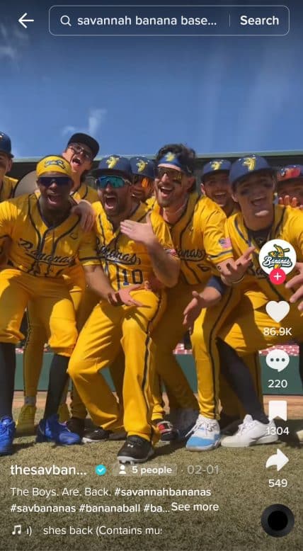 brand video marketing example - Savannah Bananas