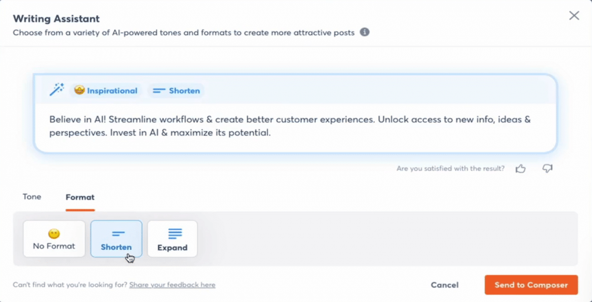 Writing Assistant in Agorapulse