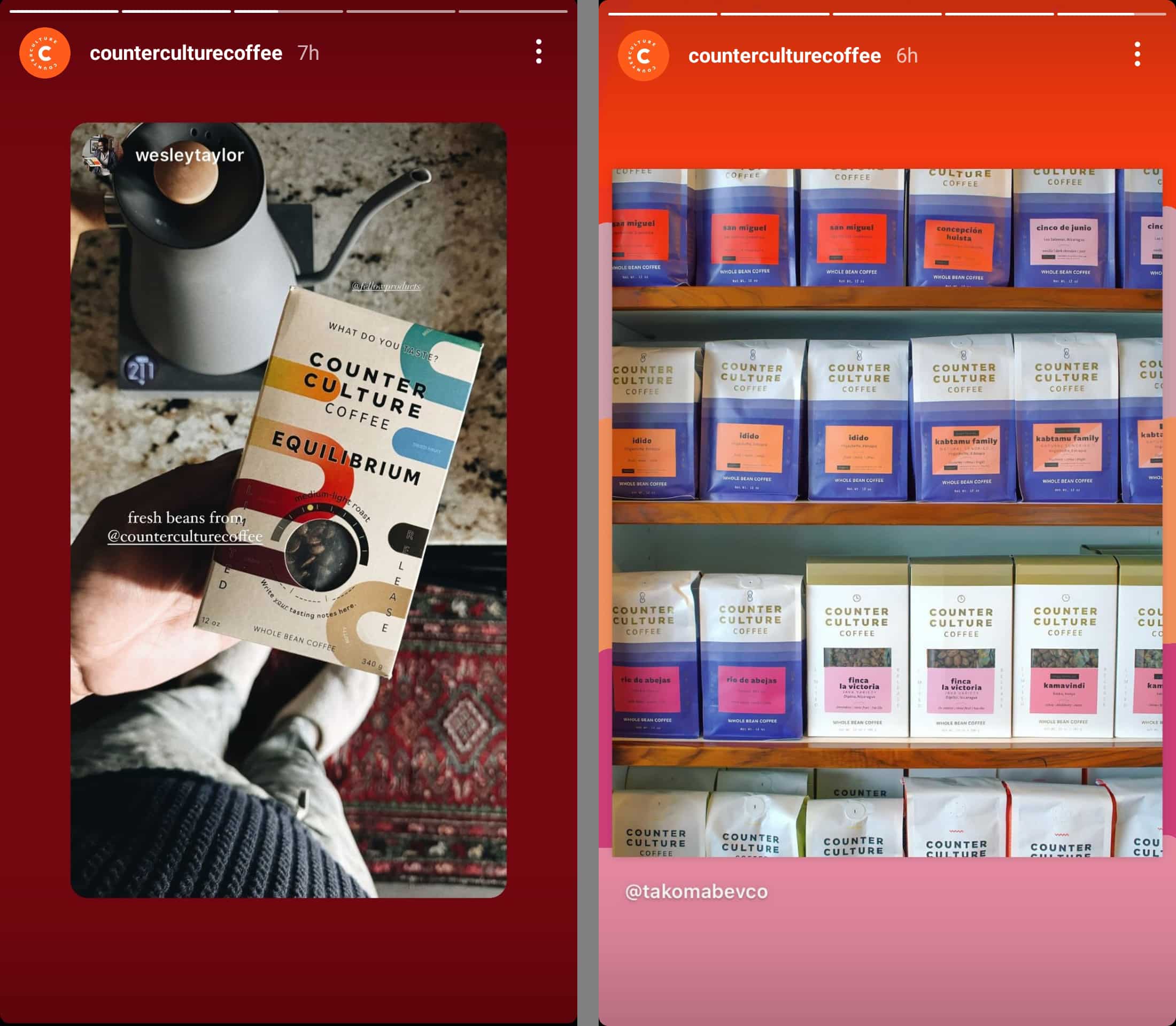 Counter Culture Coffee - Instagram social media best practices examples