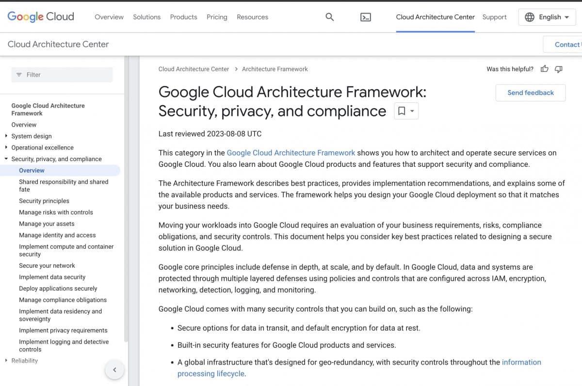 Google Cloud Trust Centre Data Governance Policies