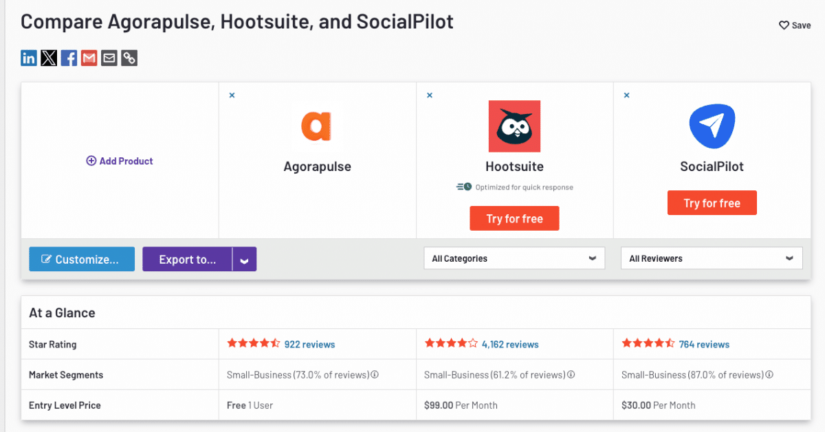 agorapulse vs hootsuite vs socialpilot