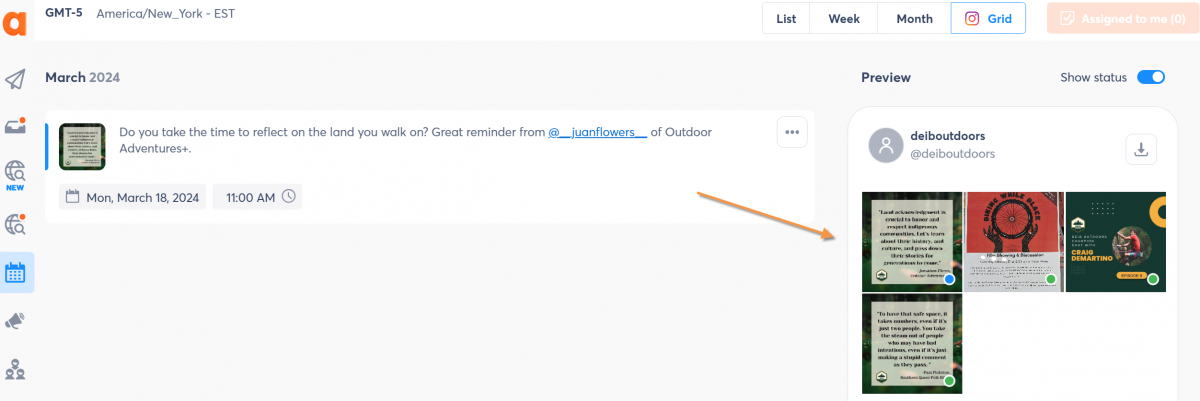 agorapulse instagram grid preview