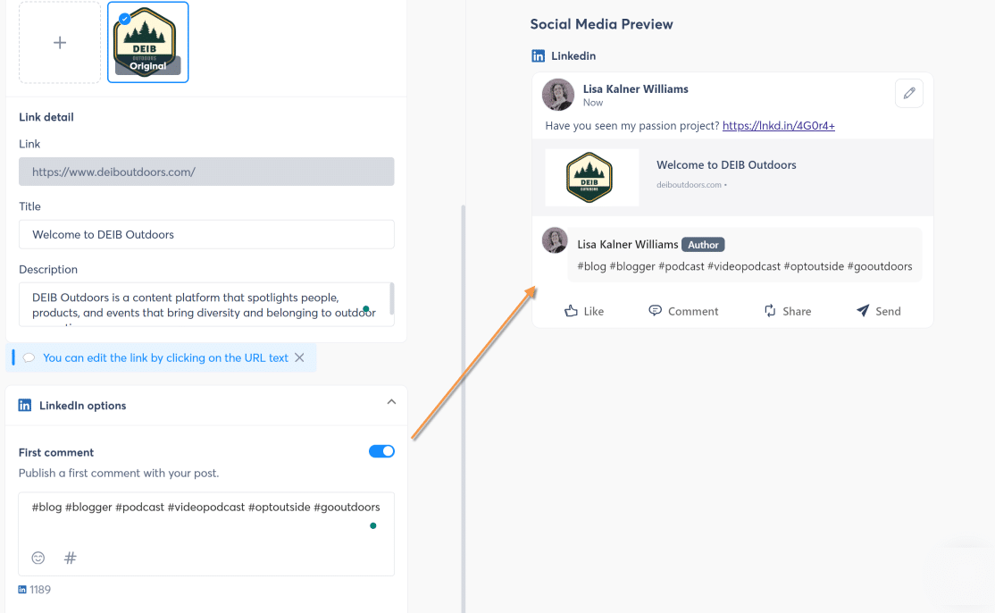scheduling linkedin first comment 
