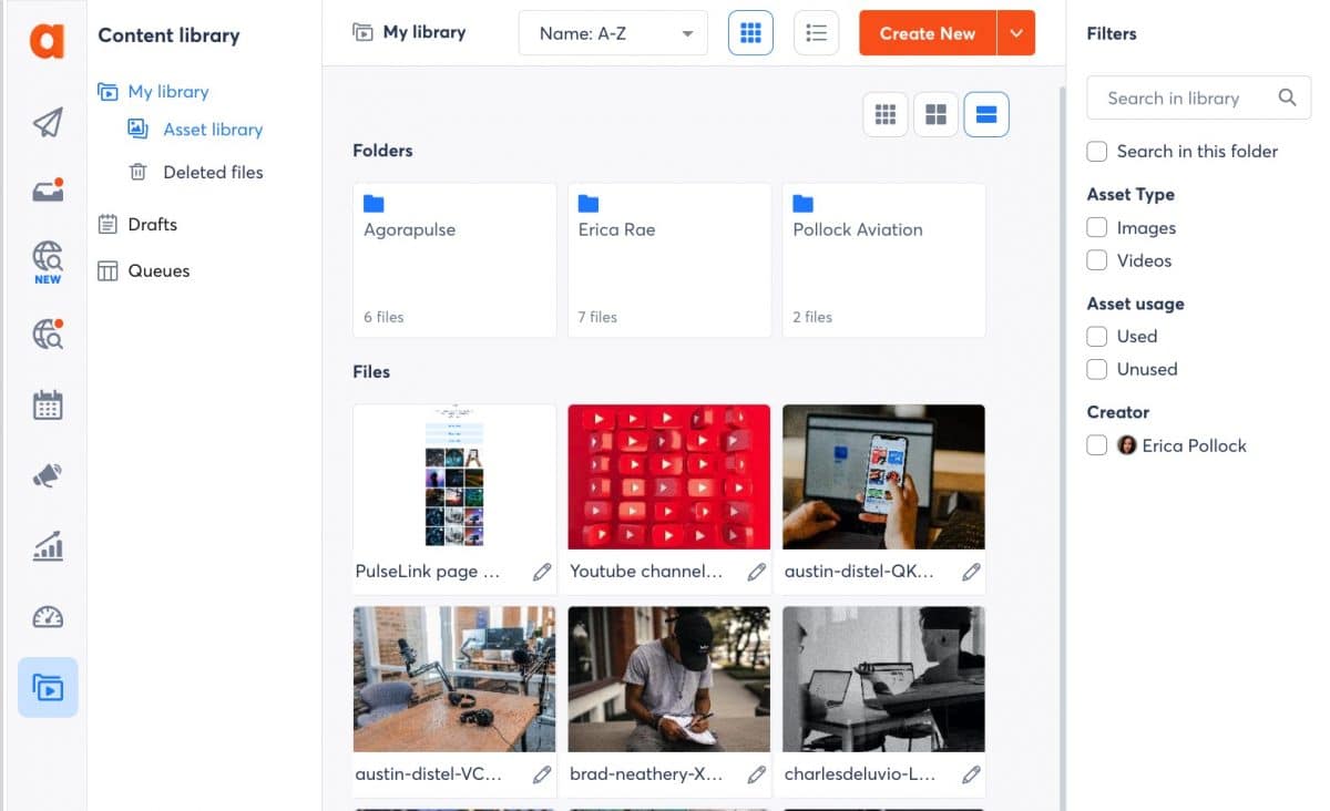 Content library in agorapulse