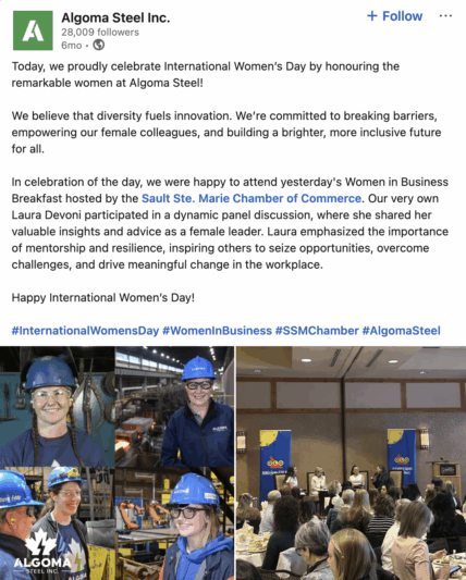 LinkedIn post by Algoma Steel