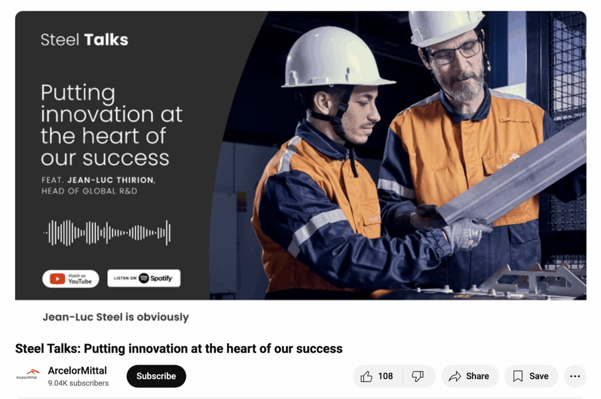 YouTube podcast by ArcelorMittal