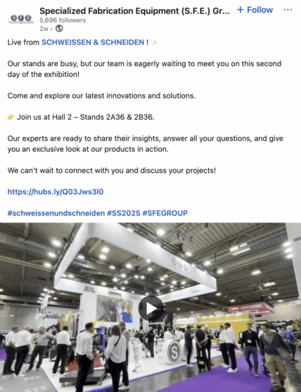LinkedIn video by Specialized Fabrication Equipment