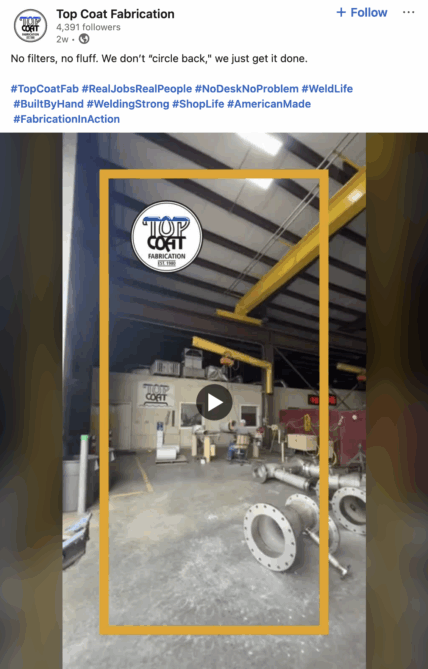 LinkedIn video by Top Coat Fabrication