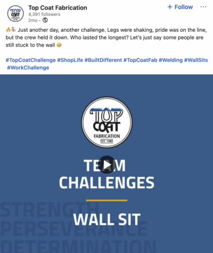 LinkedIn video by Top Coat Fabrication