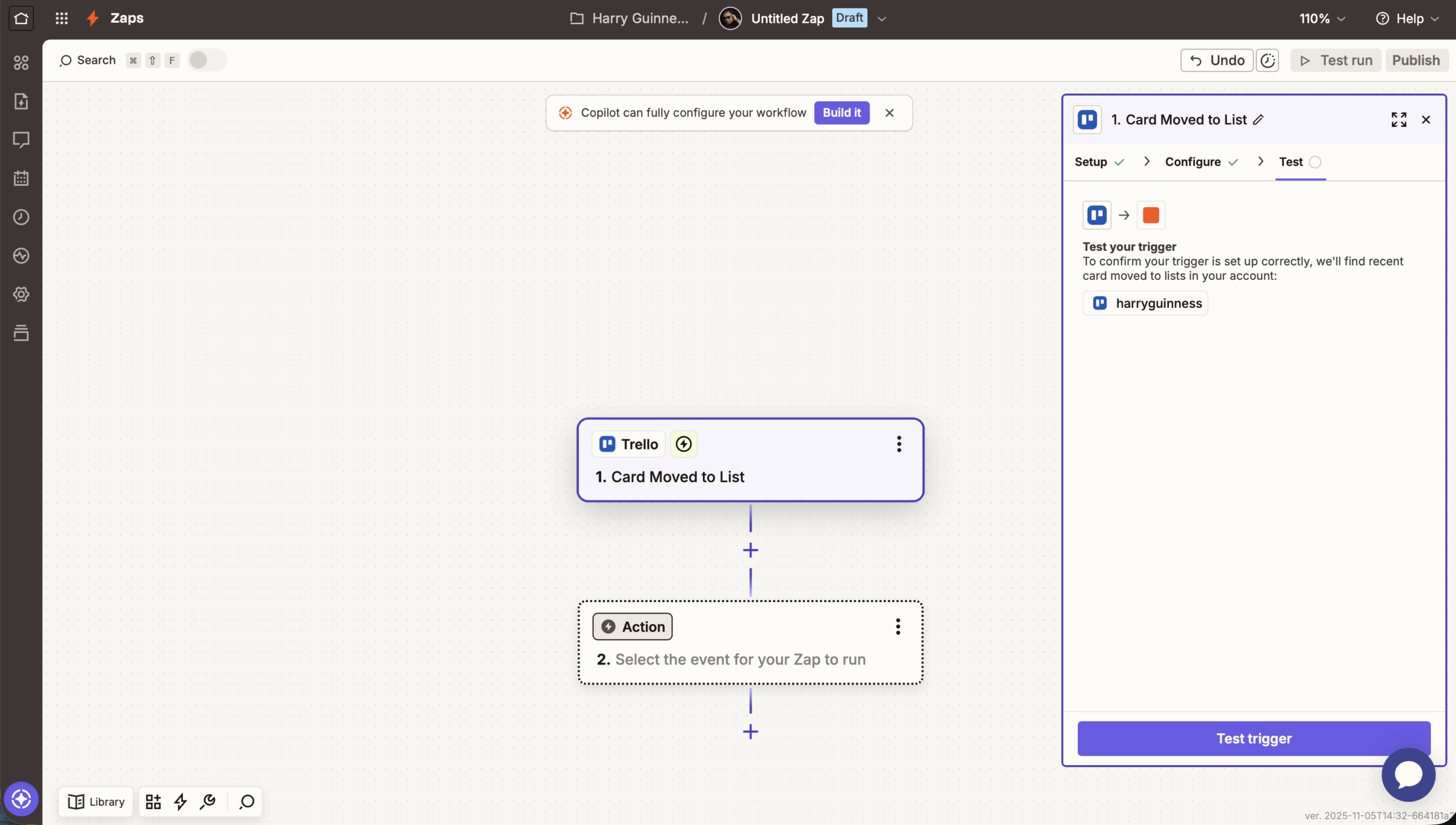 Test Trigger in Zapier