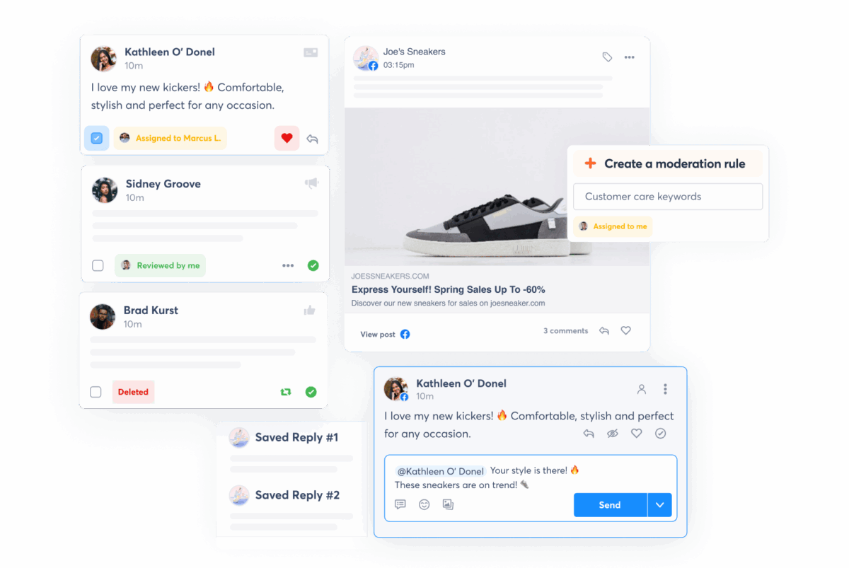 Screenshot showcasing Custom Inbox with filter presets, labeled conversations, and automation settings for streamlined message management