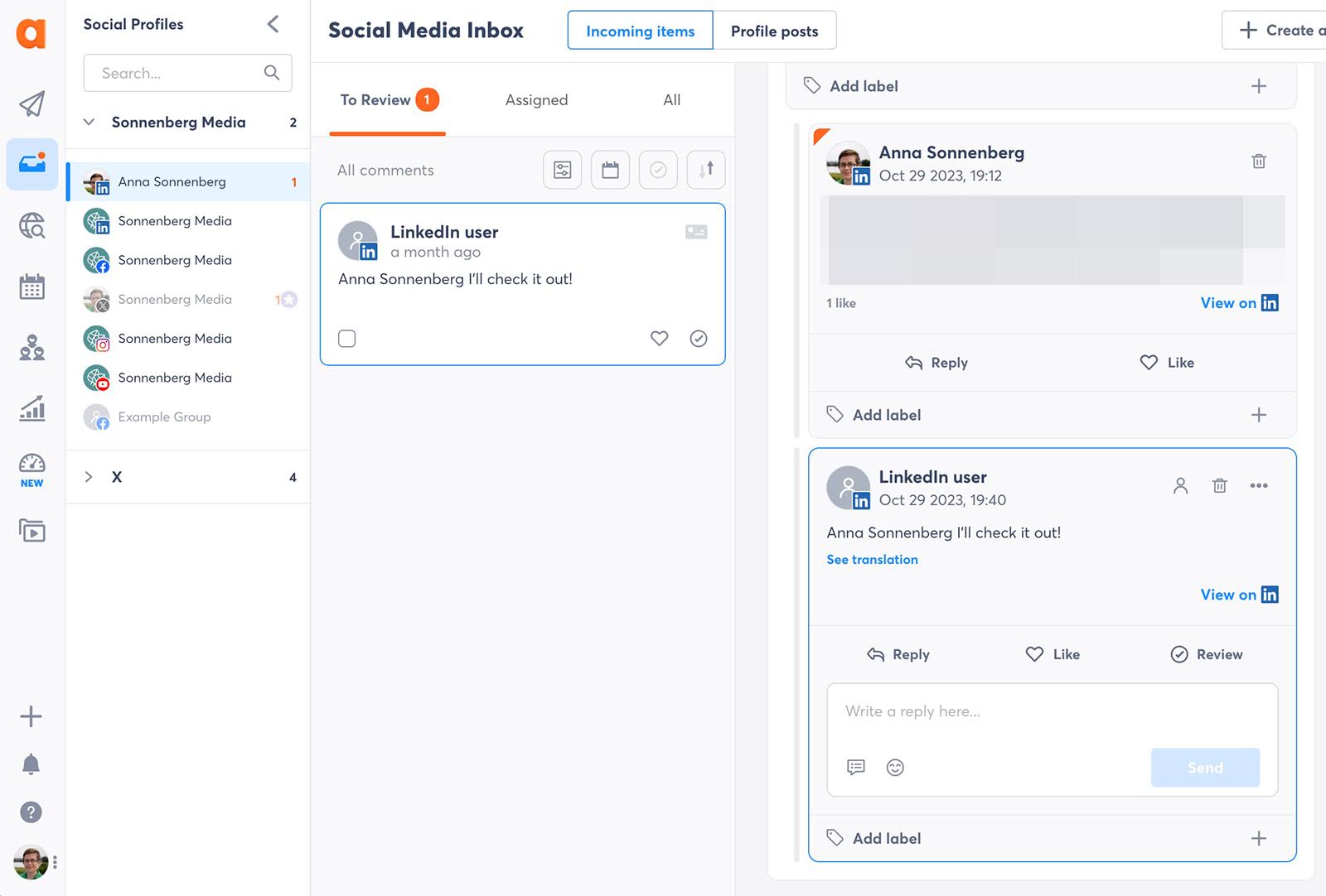 Social-Media-Inbox von Agorapulse