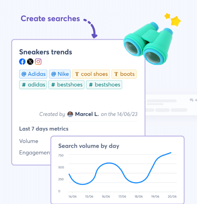 Darstellung der Social Listening Reports von Agorapulse