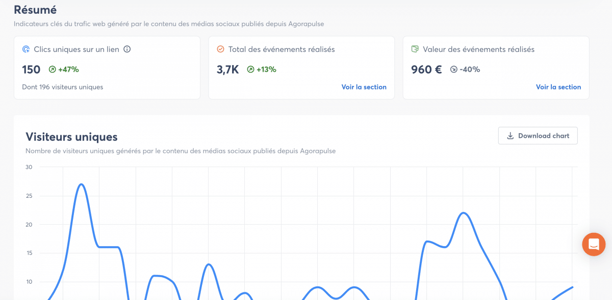 Capture d'écran de l'onglet Social Media ROI
