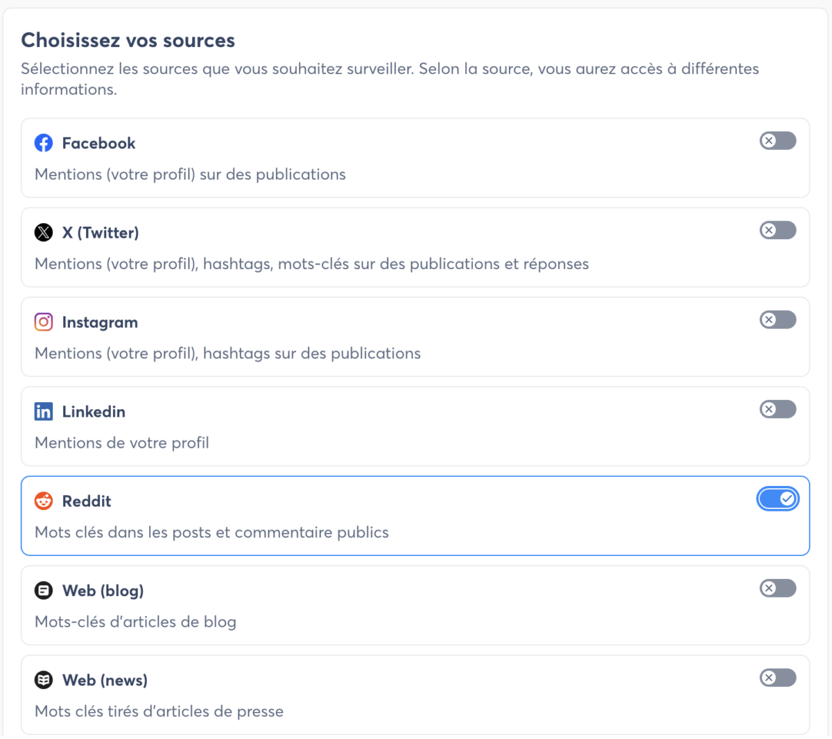 Capture d'écran de la création de suivi de la veille sur Agorapulse