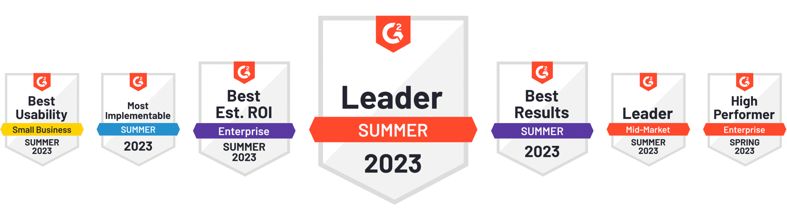 G2 Summer Badges - Agorapulse Leader, small business, mid market, enterprise