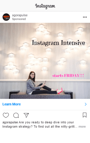Publicité Instagram avec texte dans le feed