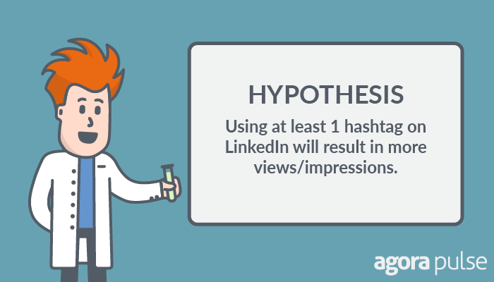 Hypothesis, using at least 1 hashtag on LinkedIn will result in more views. 