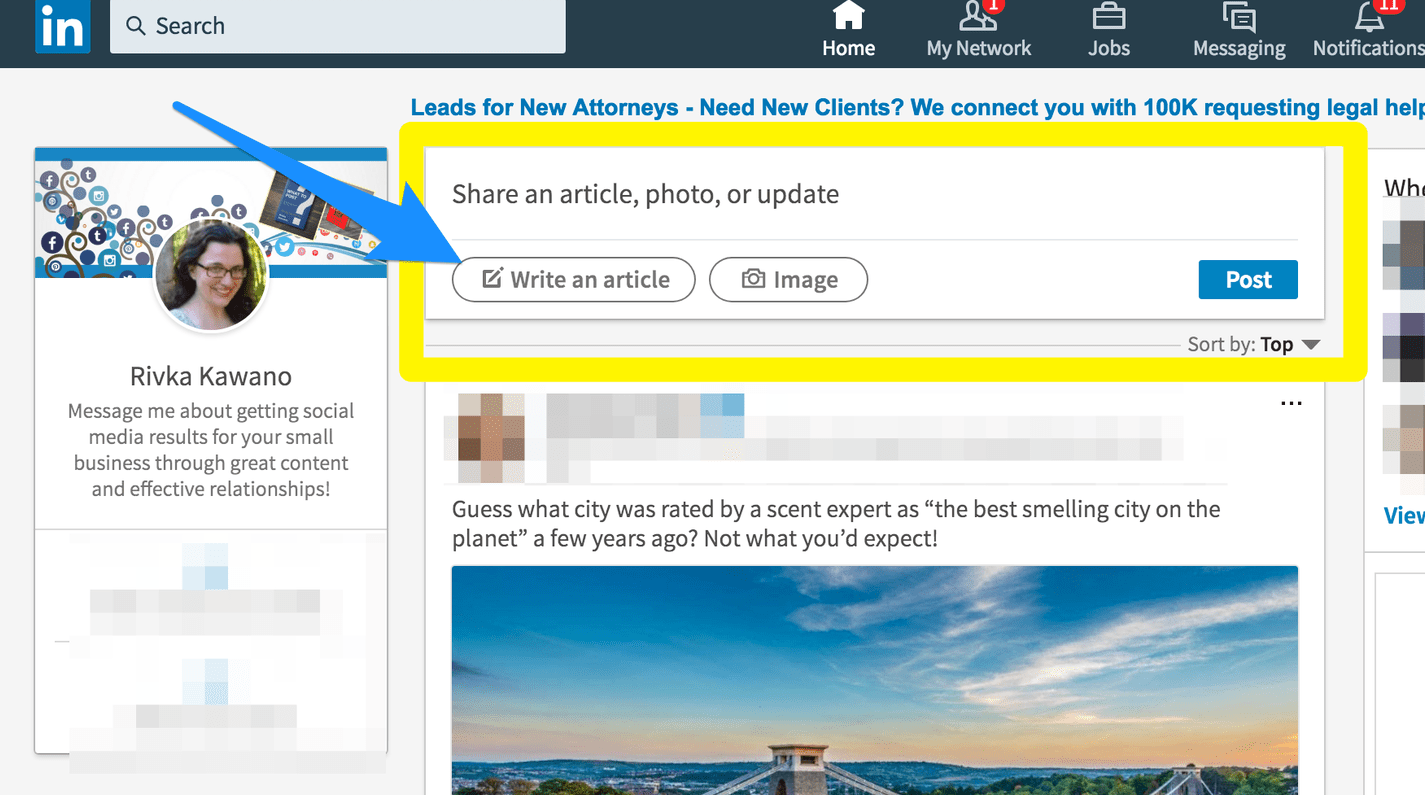 How to start a LinkedIn Publishing article