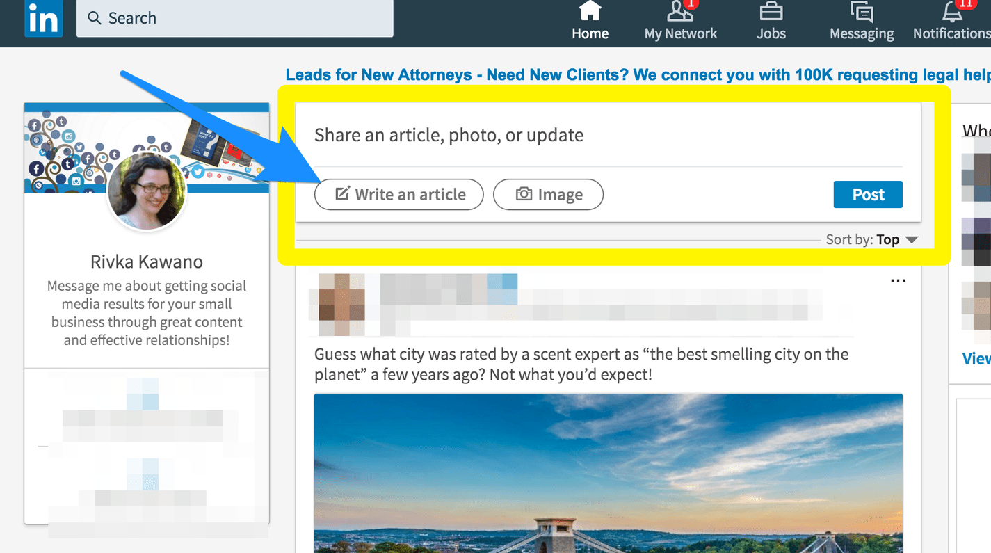 how to publish an article linkedin