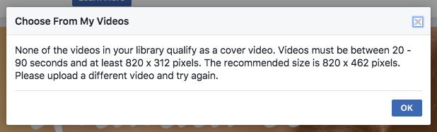 Facebook cover video dimensions according to Facebook.