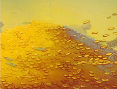 gif of Donald Duck swimming through piles of money